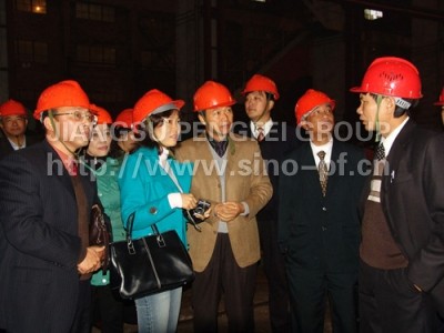 越南某水泥公司领导在董事长王家安的陪同下考察公司生产现场